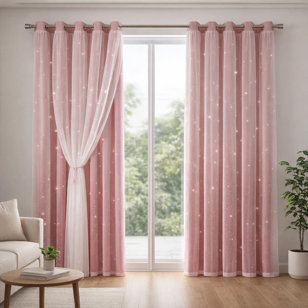 Double rideau voilage et occultant