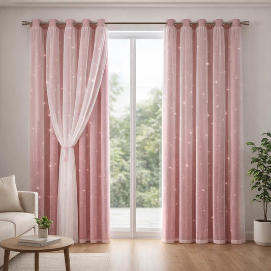 Double rideau voilage et occultant