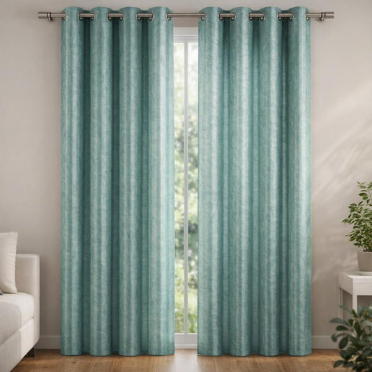 Rideau bleu ciel velours