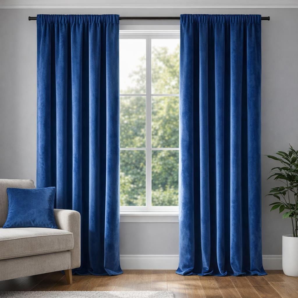 Rideau bleu roi velours