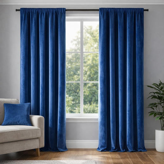 Rideau bleu roi velours