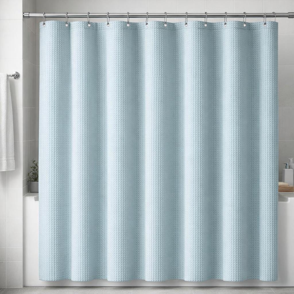 Rideau de douche bleu