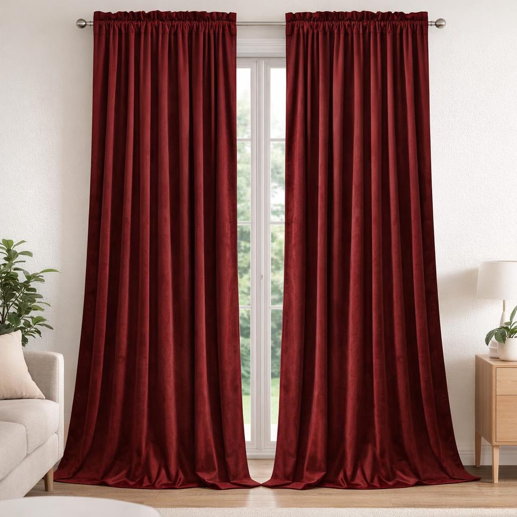 Rideau en velour rouge