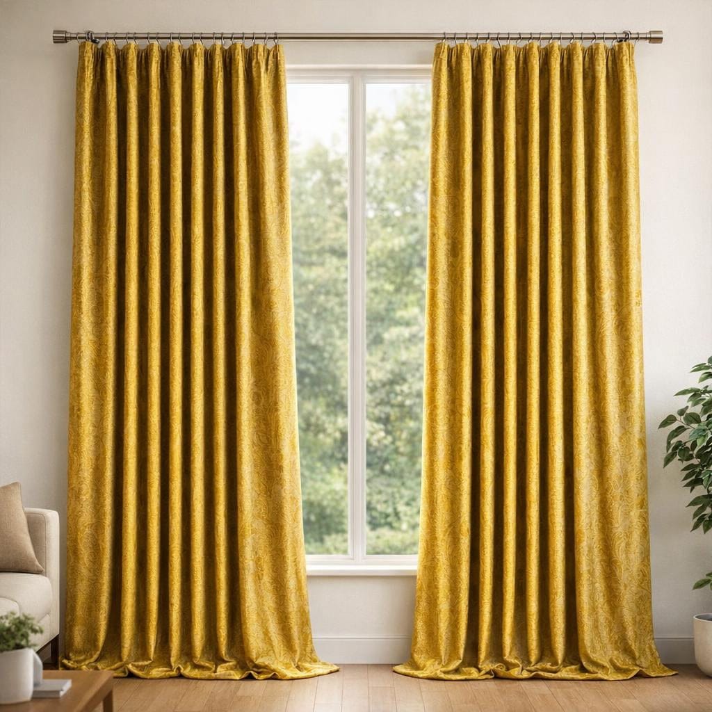 Rideau jaune moutarde velours