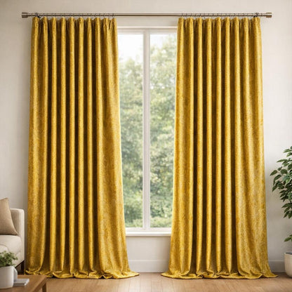 Rideau jaune moutarde velours