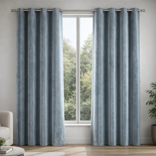 Rideau occultant velours bleu