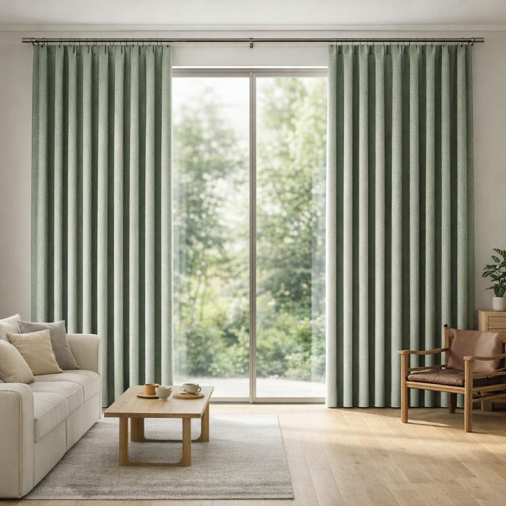 Rideau occultant vert d'eau