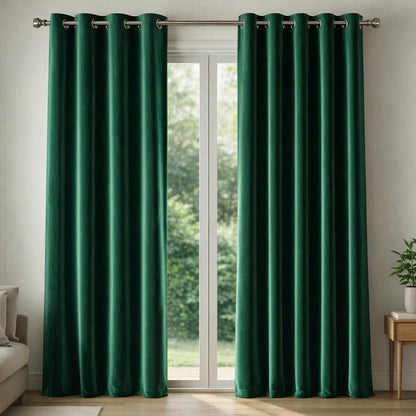 Rideau velour vert foncé