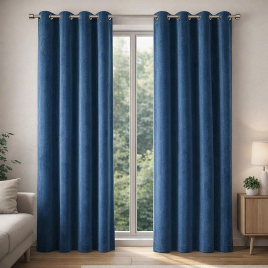 Rideau velours bleu nuit