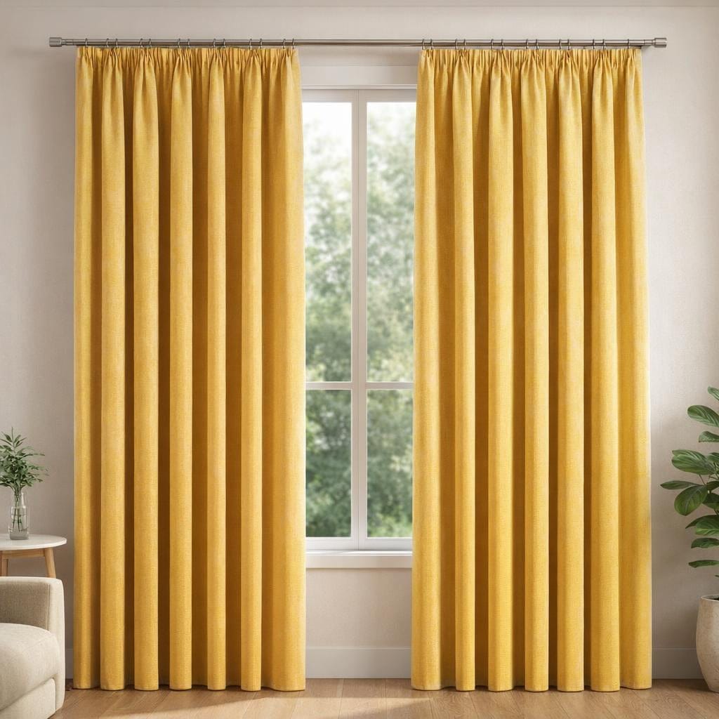 Rideau velours jaune