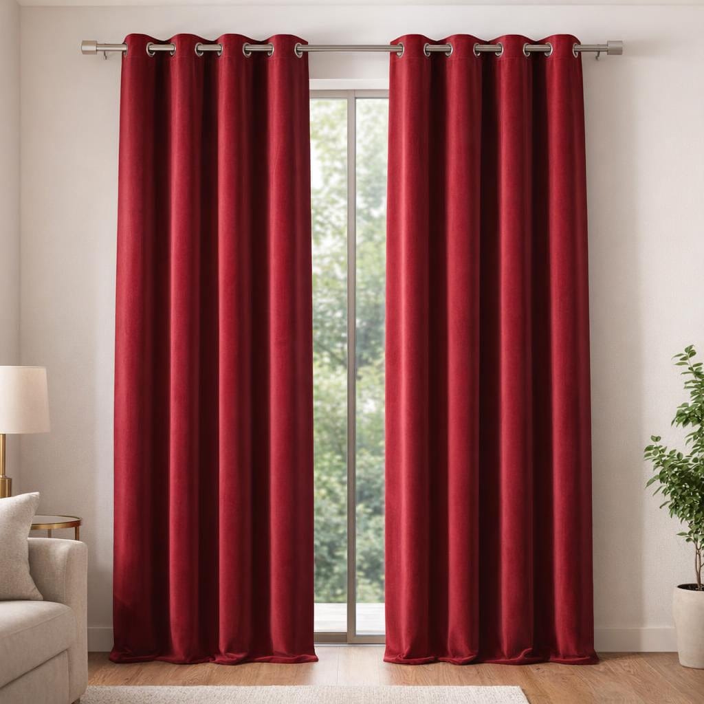 Rideau velours rouge