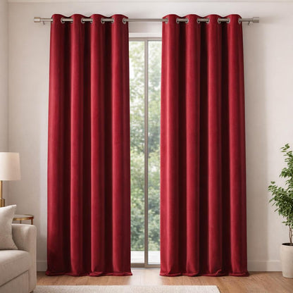 Rideau velours rouge