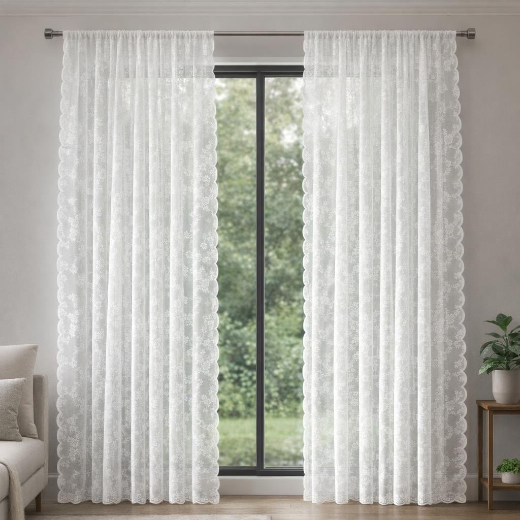 Rideau voilage blanc avec motif