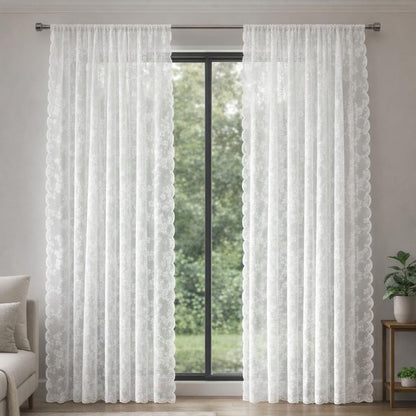 Rideau voilage blanc avec motif