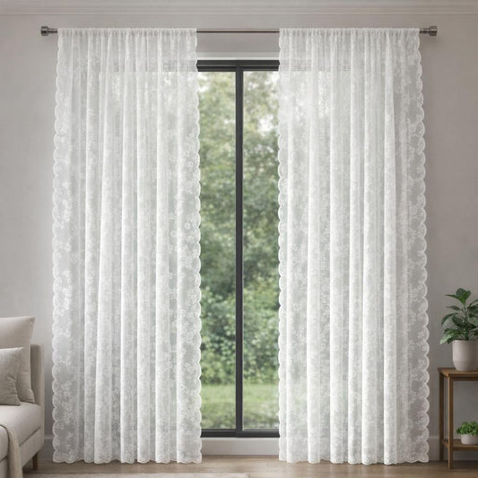 Rideau voilage blanc avec motif
