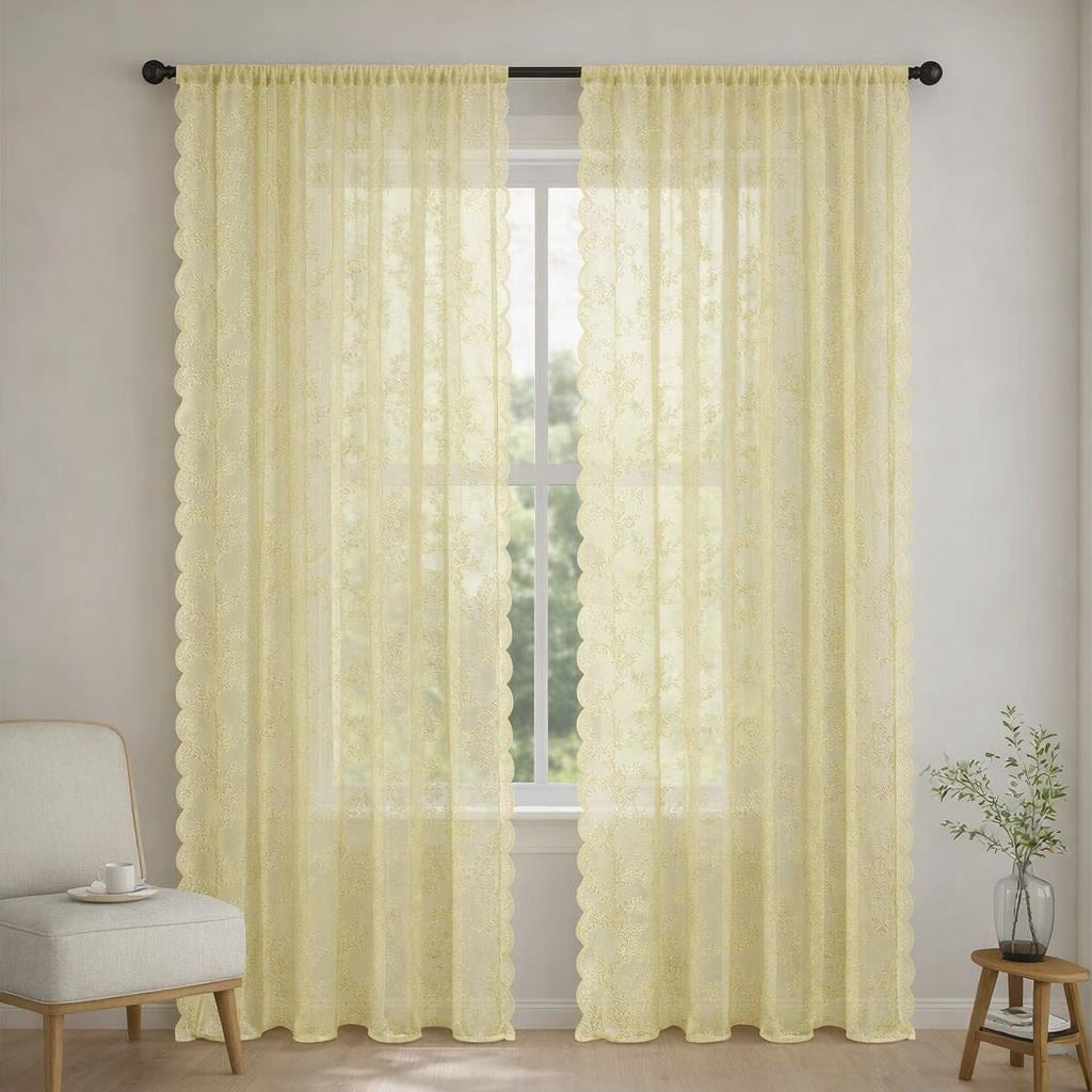 Rideau voilage jaune