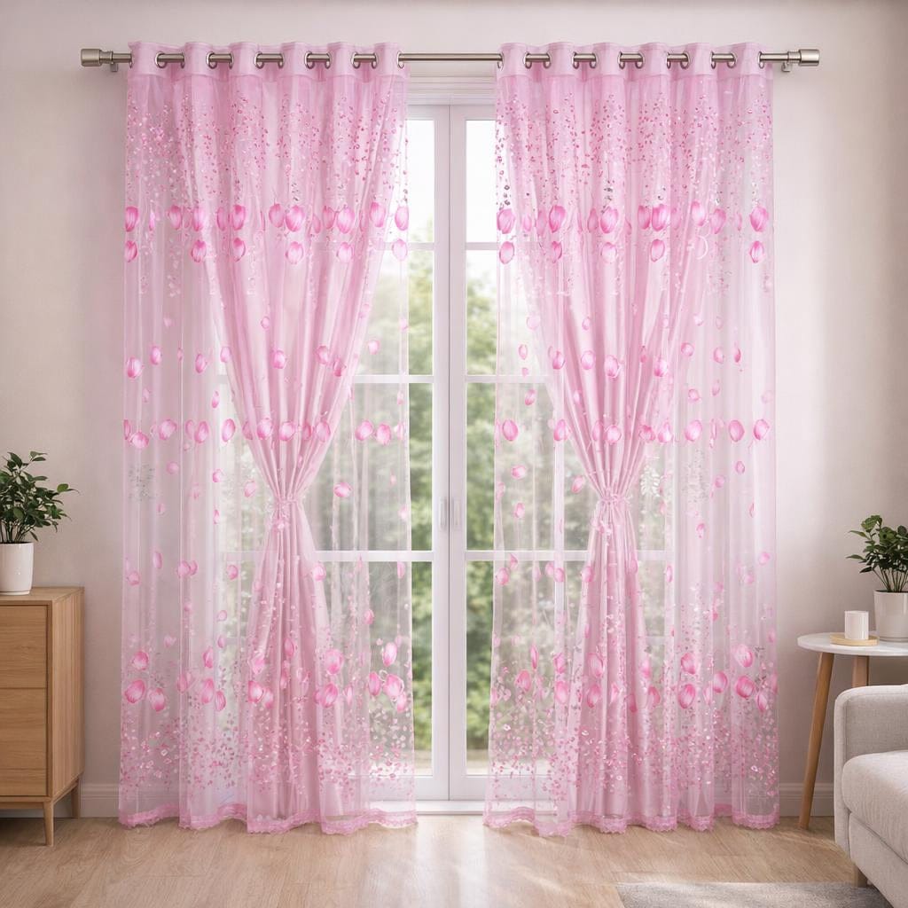 Rideau voilage rose