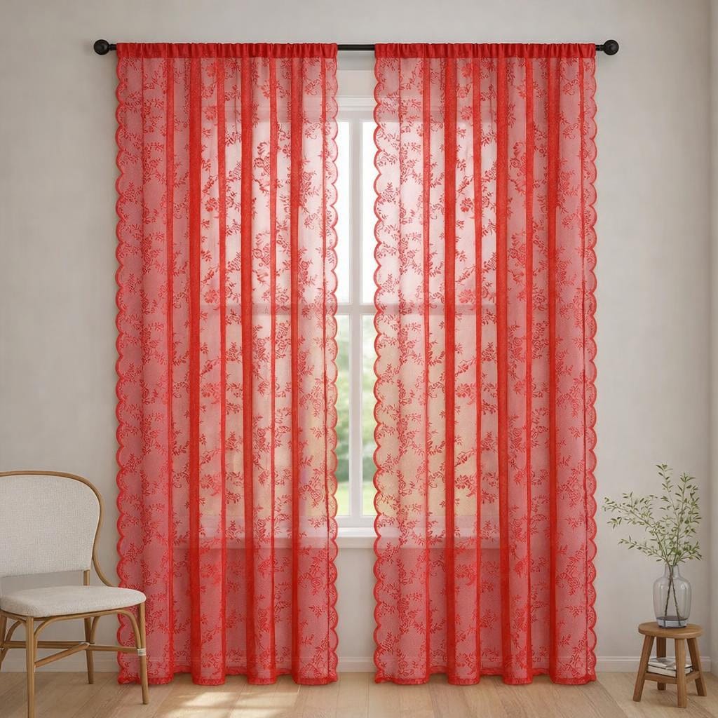 Rideau voilage rouge