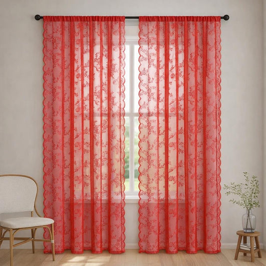 Rideau voilage rouge