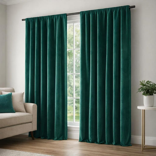 Rideaux velours vert sapin